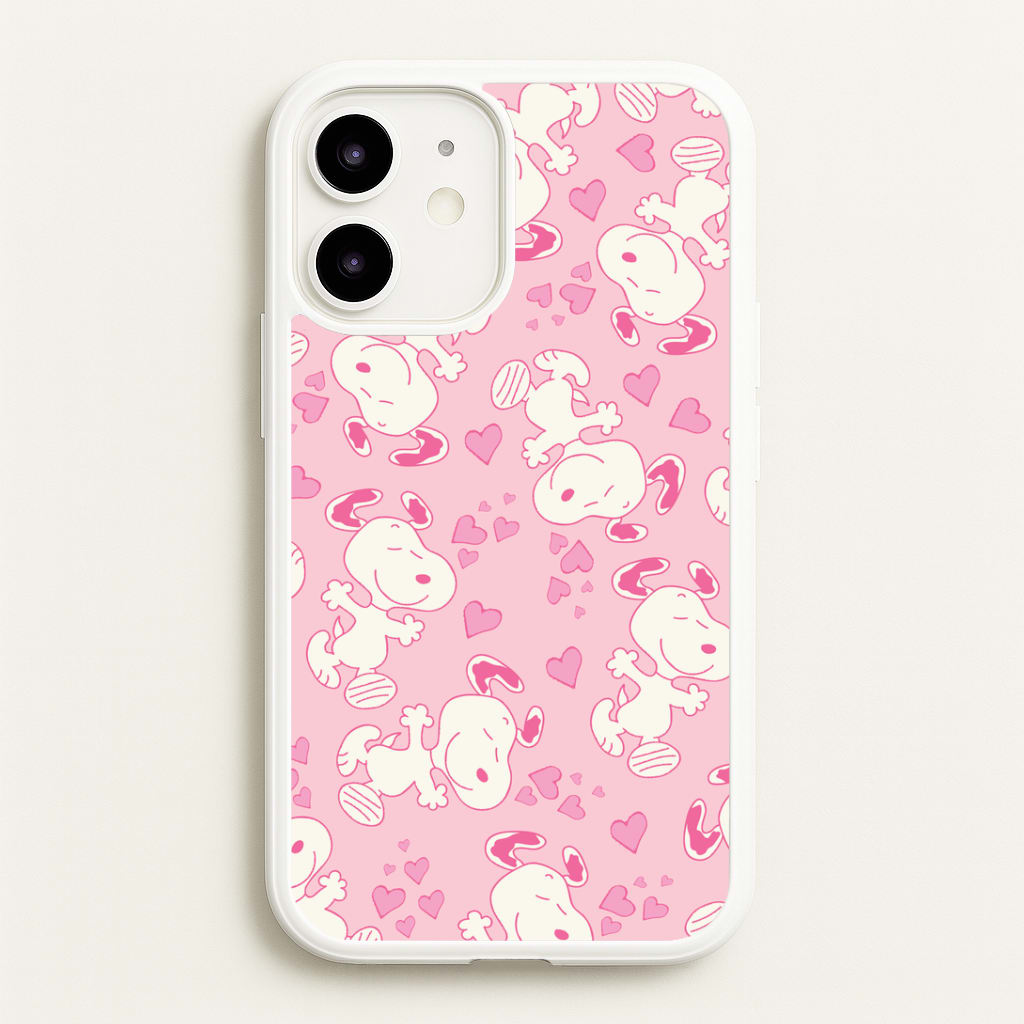 Cartoon Beagle Valentine Hearts Pattern iPhone 12 Mini Case