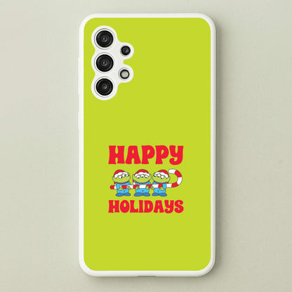 Happy Holidays Cute Green Aliens Galaxy A13 Case