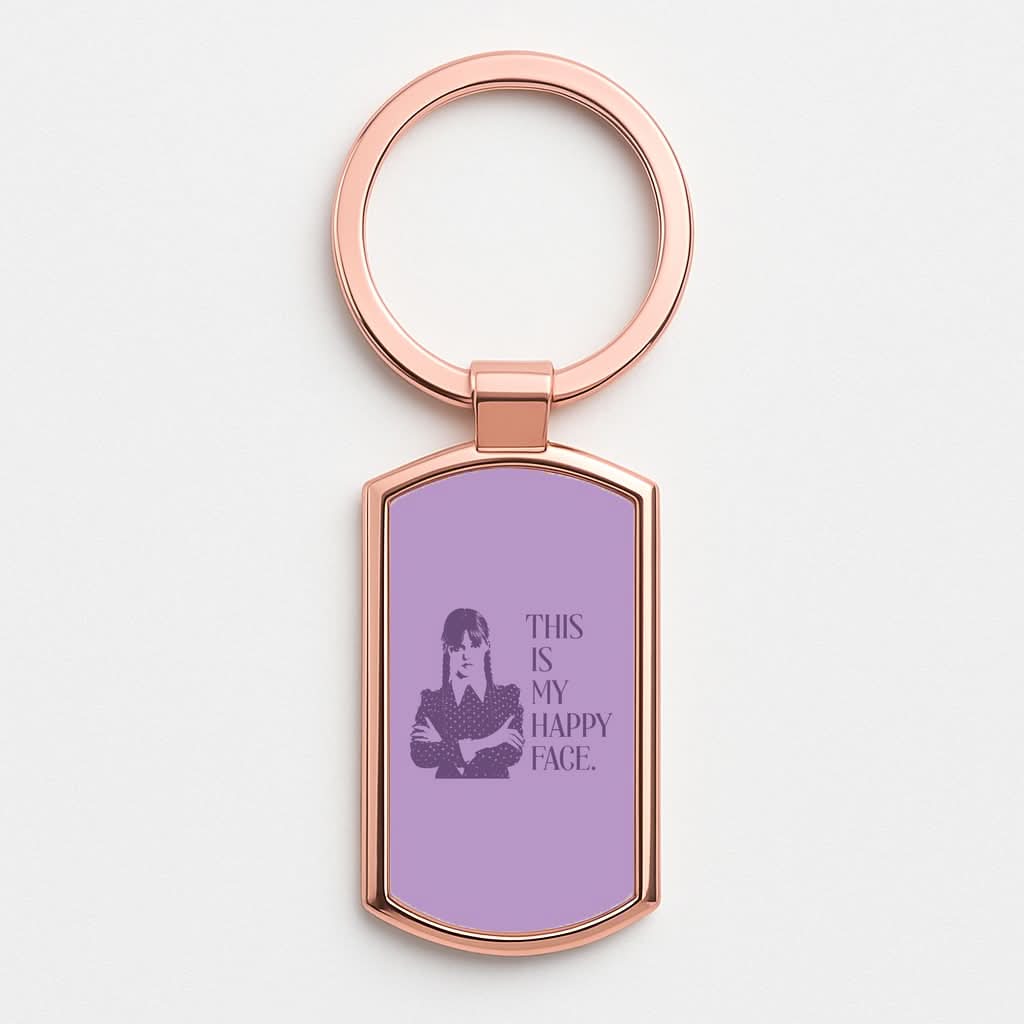 This Is My Happy Face Rose Gold Keyring