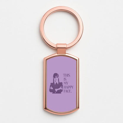 This Is My Happy Face Rose Gold Keyring