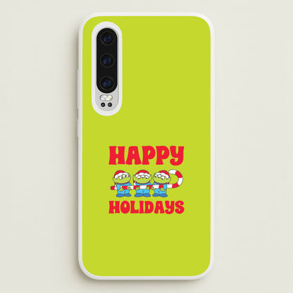 Happy Holidays Cute Green Aliens Huawei P30 Case