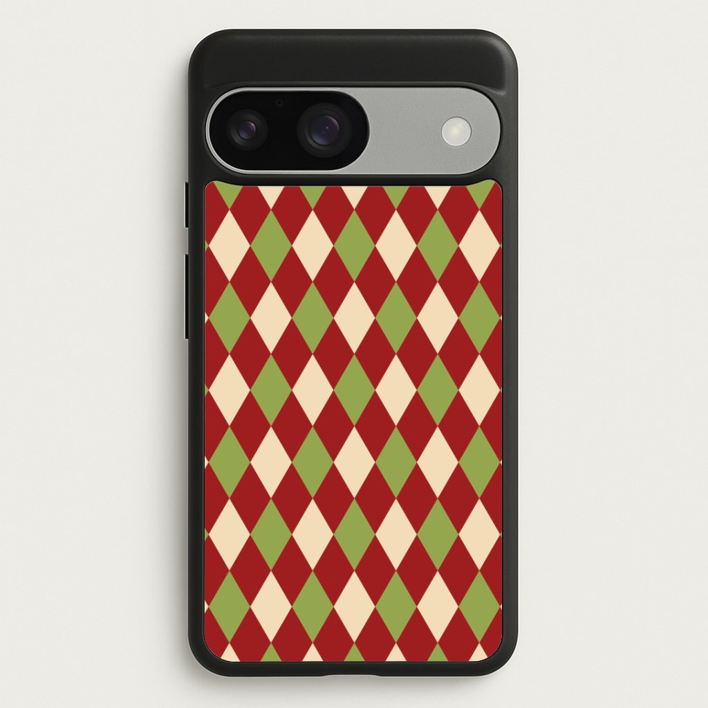 Red And Green Argyle Christmas Pattern Google Pixel 9 / 9 Pro Case