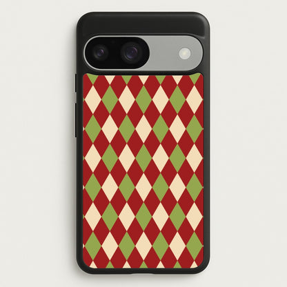 Red And Green Argyle Christmas Pattern Google Pixel 9 / 9 Pro Case