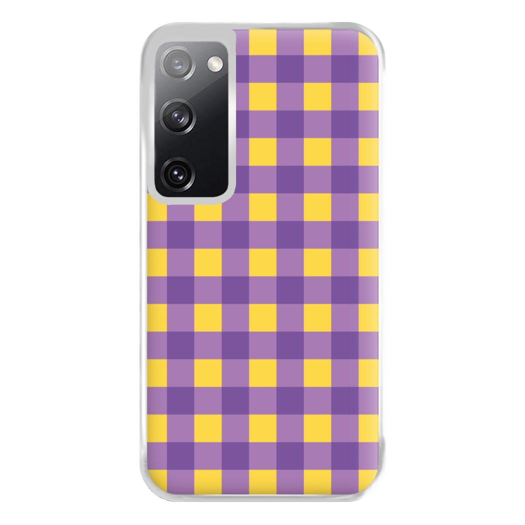 Purple And Yellow Checkered Pattern Galaxy S20 Case