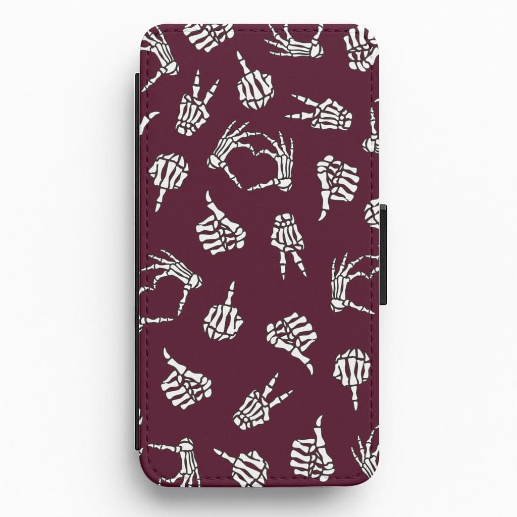 Skeleton Hands Pattern Flip / Wallet Phone Case