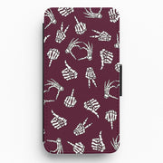 Skeleton Hands Pattern Flip / Wallet Phone Case 1