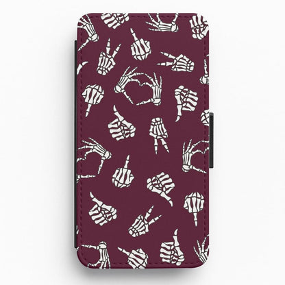 Skeleton Hands Pattern Flip / Wallet Phone Case