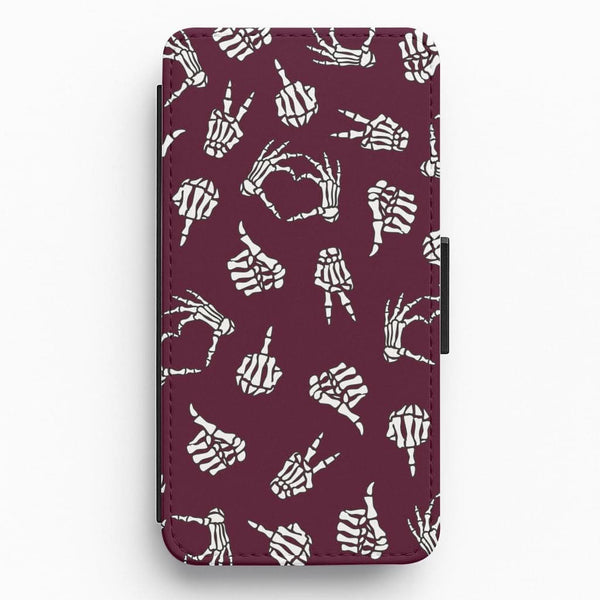 Skeleton Hands Pattern Flip / Wallet Phone Case