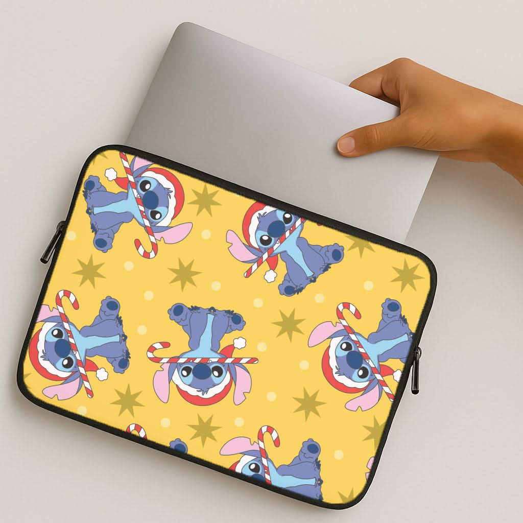 Cute Blue Alien Candycane Christmas Pattern MacBook Cover