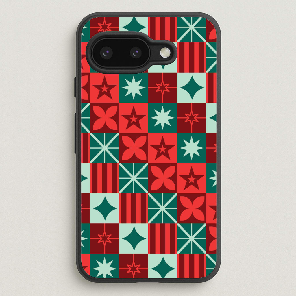 Geometric Square Christmas Pattern Google Pixel 9a Case