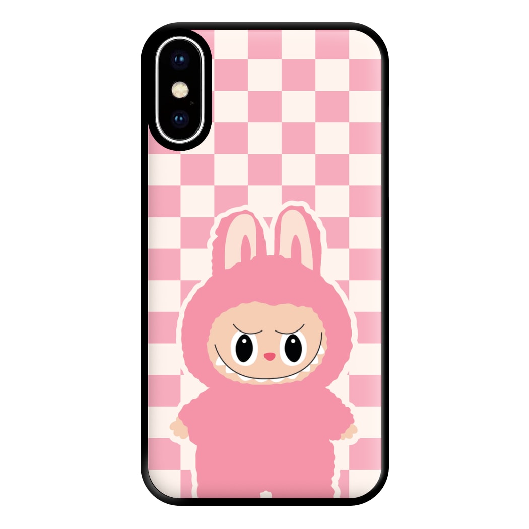 Checkered Cute Pink Monster  iPhone XS Max Case