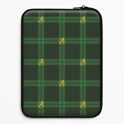 Superhero Team Green Tartan Pattern Universal Laptop Sleeve