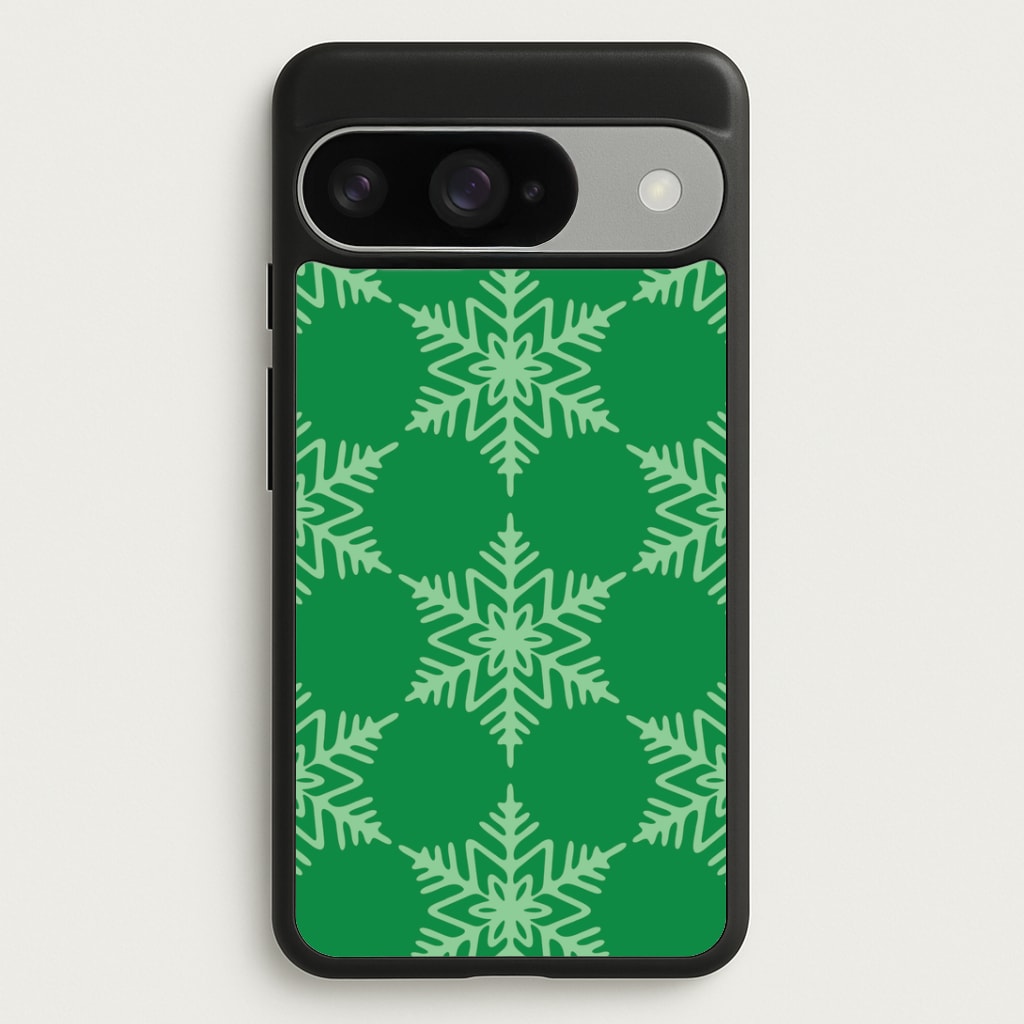 Green Giant Snowflakes Christmas Pattern Google Pixel 10 / 10 Pro Case