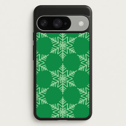 Green Giant Snowflakes Christmas Pattern Google Pixel 10 / 10 Pro Case
