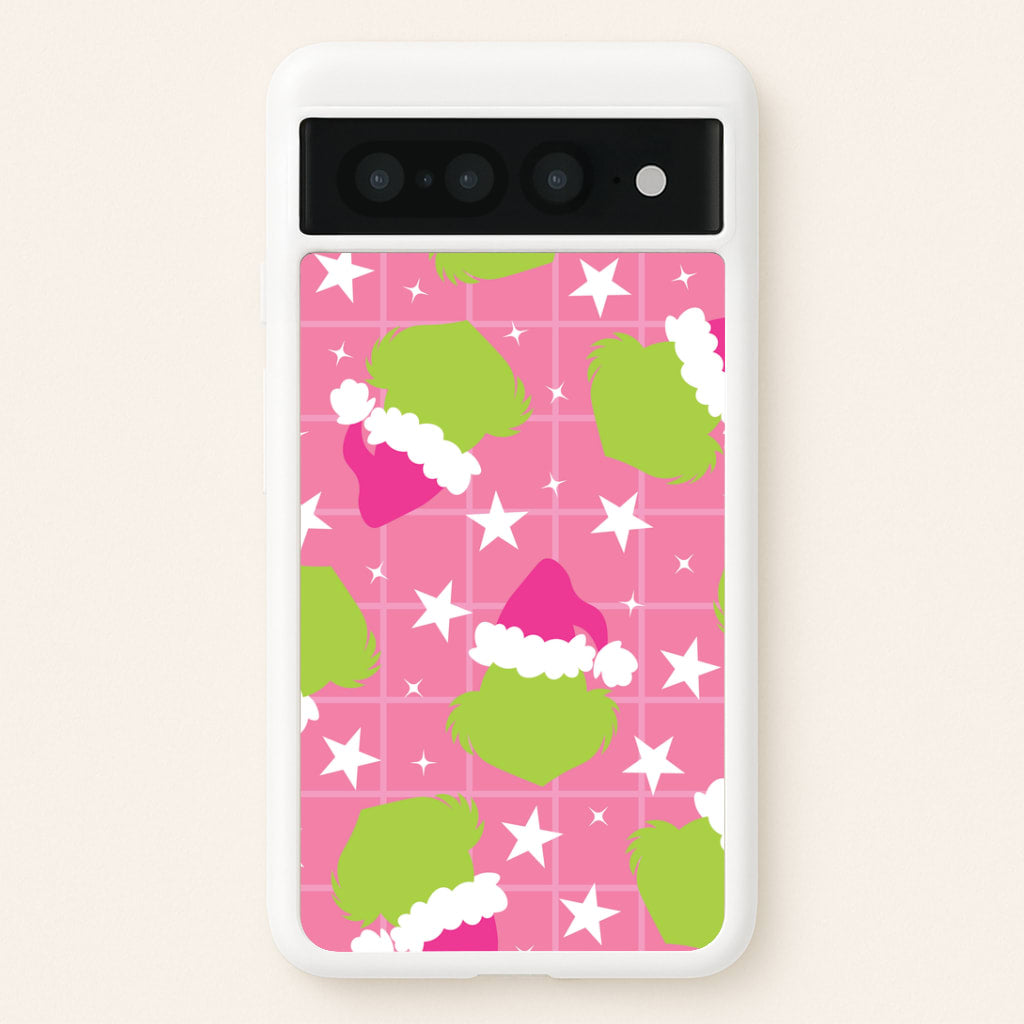 Pink Green Creature Xmas Pattern Google Pixel 7 Pro Case