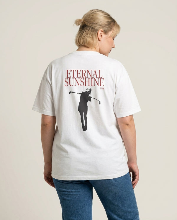 Red Sunshine 2025 T-Shirt — White Back, worn