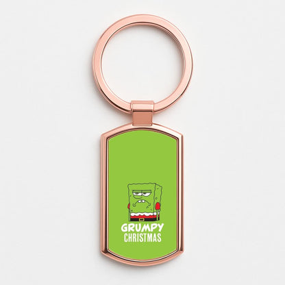 Grumpy Christmas Cartoon Sponge Rose Gold Keyring