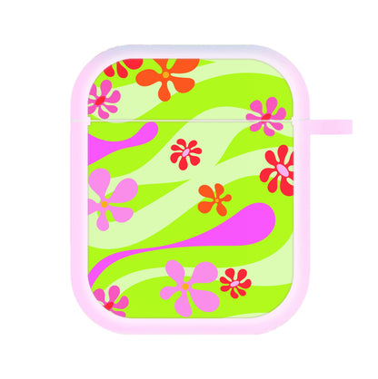 Retro Flowers Pattern AirPods Case