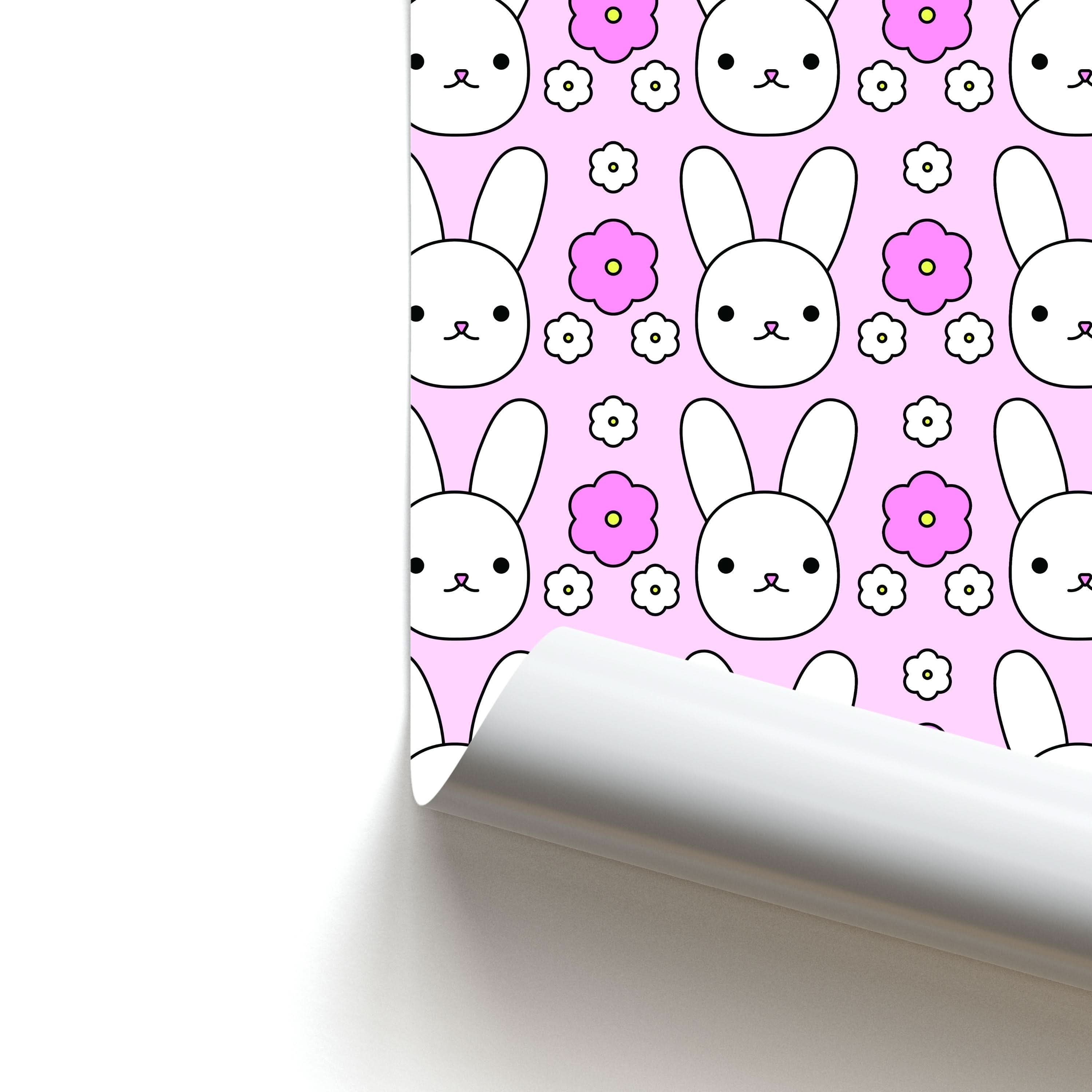 Bunnies And Flowers Pattern Poster