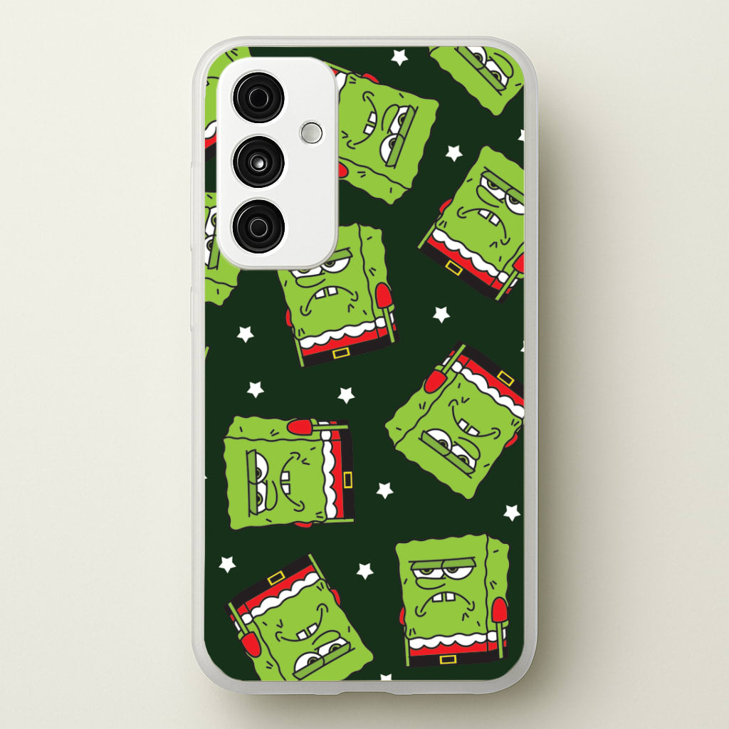 Grumpy Christmas Cartoon Sponge Pattern Galaxy A55 Case
