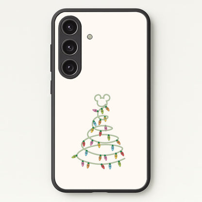 Cartoon Mouse Christmas Tree Lights Galaxy S25 Case