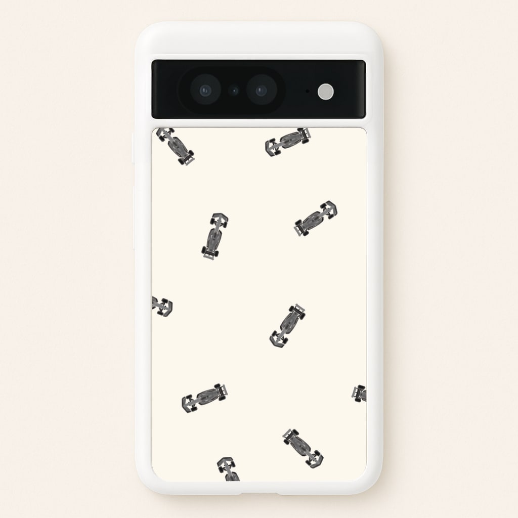 Race Cars Pattern Off White Google Pixel 8 Case
