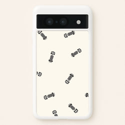 Race Cars Pattern Off White Google Pixel 8 Case