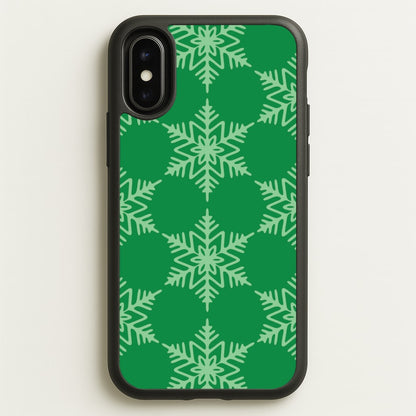 Green Giant Snowflakes Christmas Pattern iPhone X / XS Case