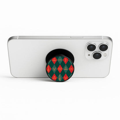 Christmas Wizard Icons Argyle Pattern Phone Stand