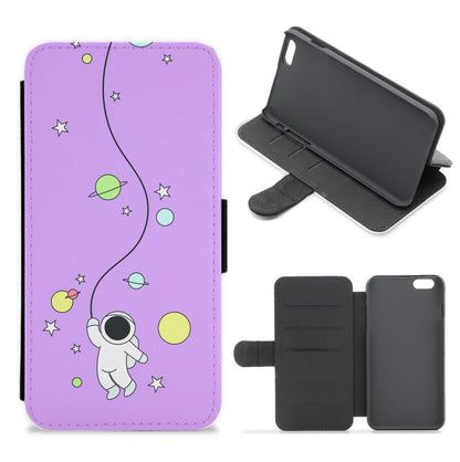 Cute Hanging Astronaut Flip / Wallet Phone Case