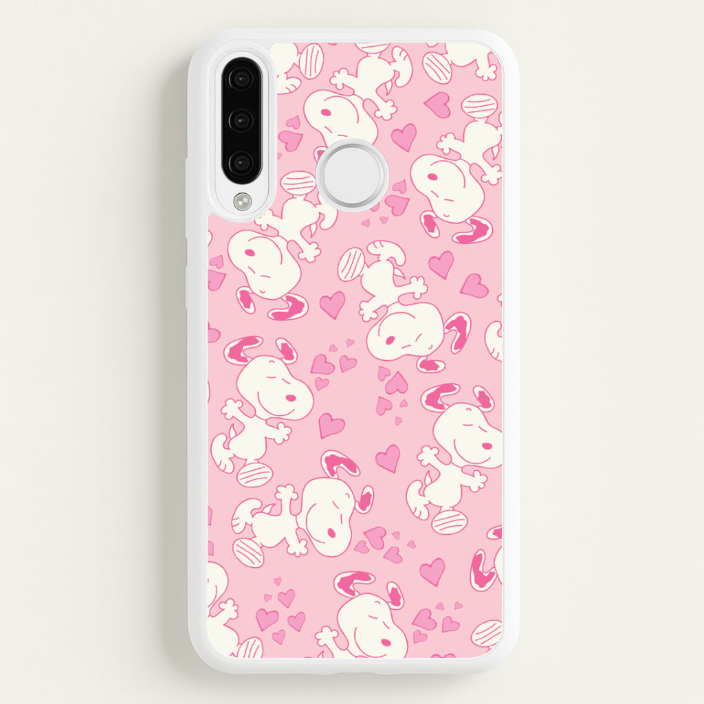Cartoon Beagle Valentine Hearts Pattern Huawei P30 Lite Case