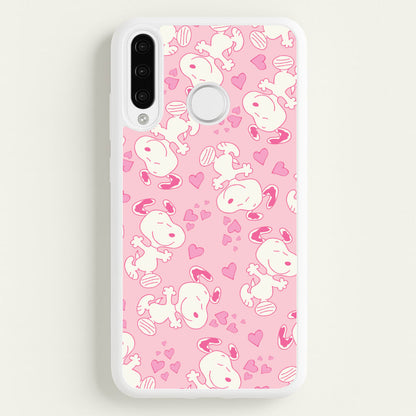 Cartoon Beagle Valentine Hearts Pattern Huawei P30 Lite Case
