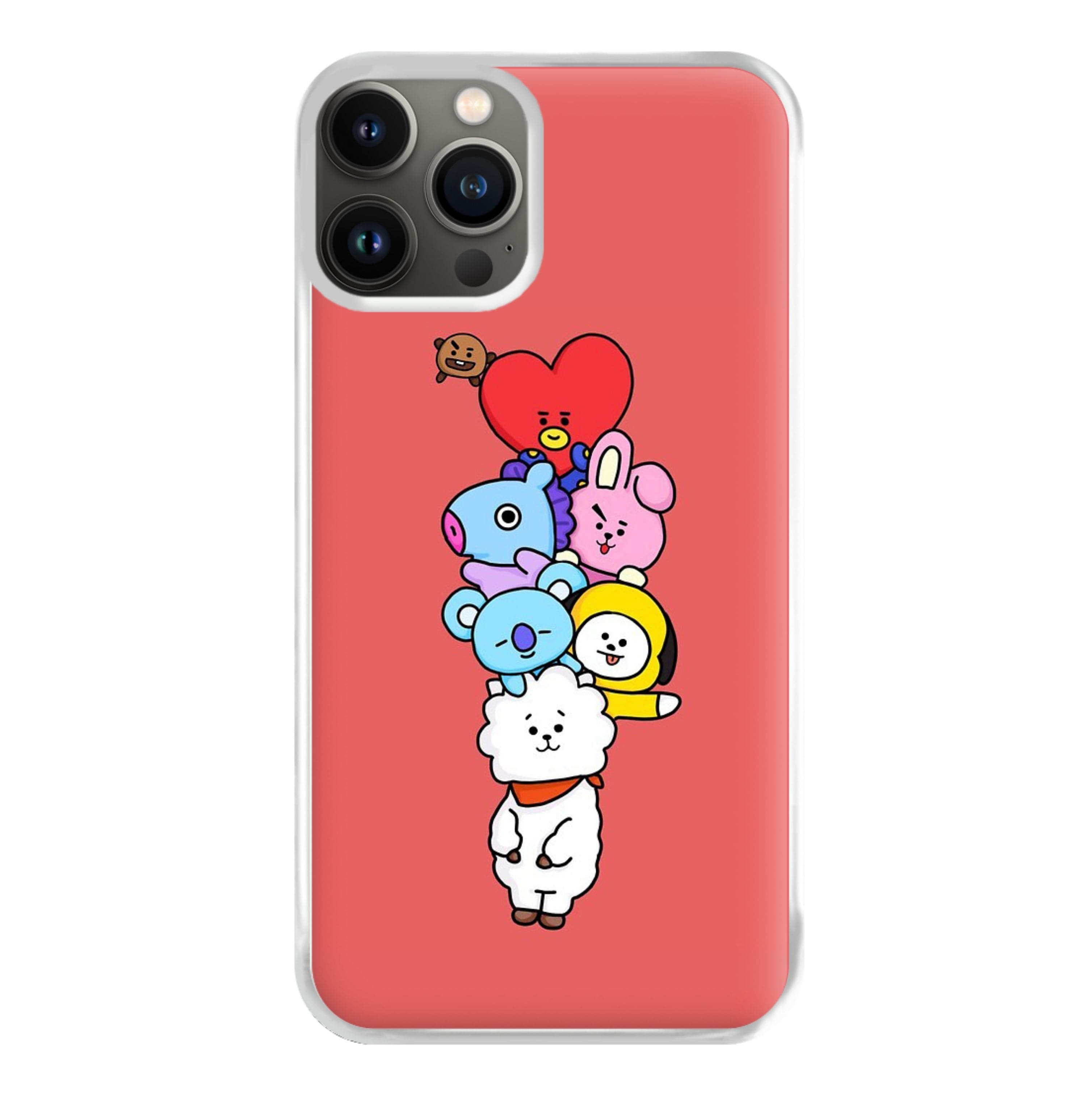 Red BT21 - RJ, Mang, Koya, Chimmy, Cooky, Shooky, Tata - K Pop Phone Case