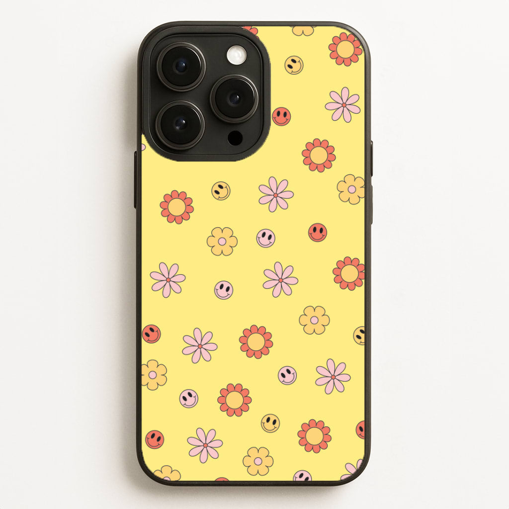 Retro Flowers And Smileys Pattern Phone Case