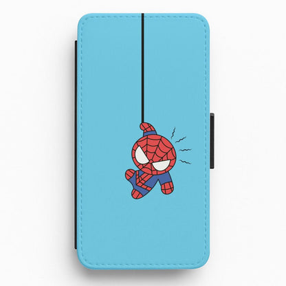 Blue Hanging Spider Hero Flip / Wallet Phone Case