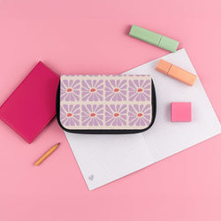 Square Abstract Flowers Mauve Pencil Case