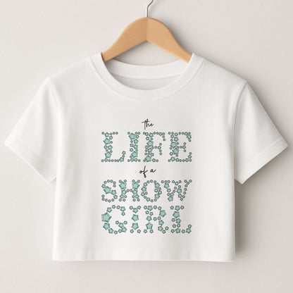TLOAS Bedazzled Writing Crop Top
