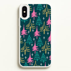 Colourful Sketched Christmas Trees Pattern iPhone XS Max Case
