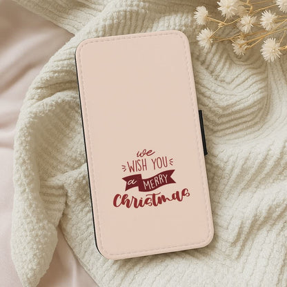 We Wish You A Merry Christmas Quote Leather Phone Case
