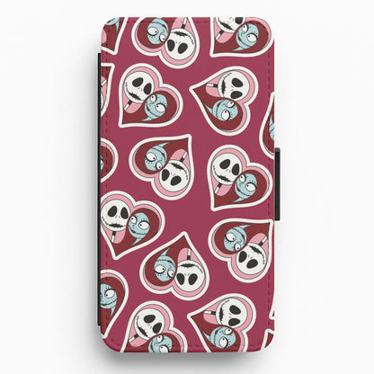 J And S Heart Pattern Flip / Wallet Phone Case