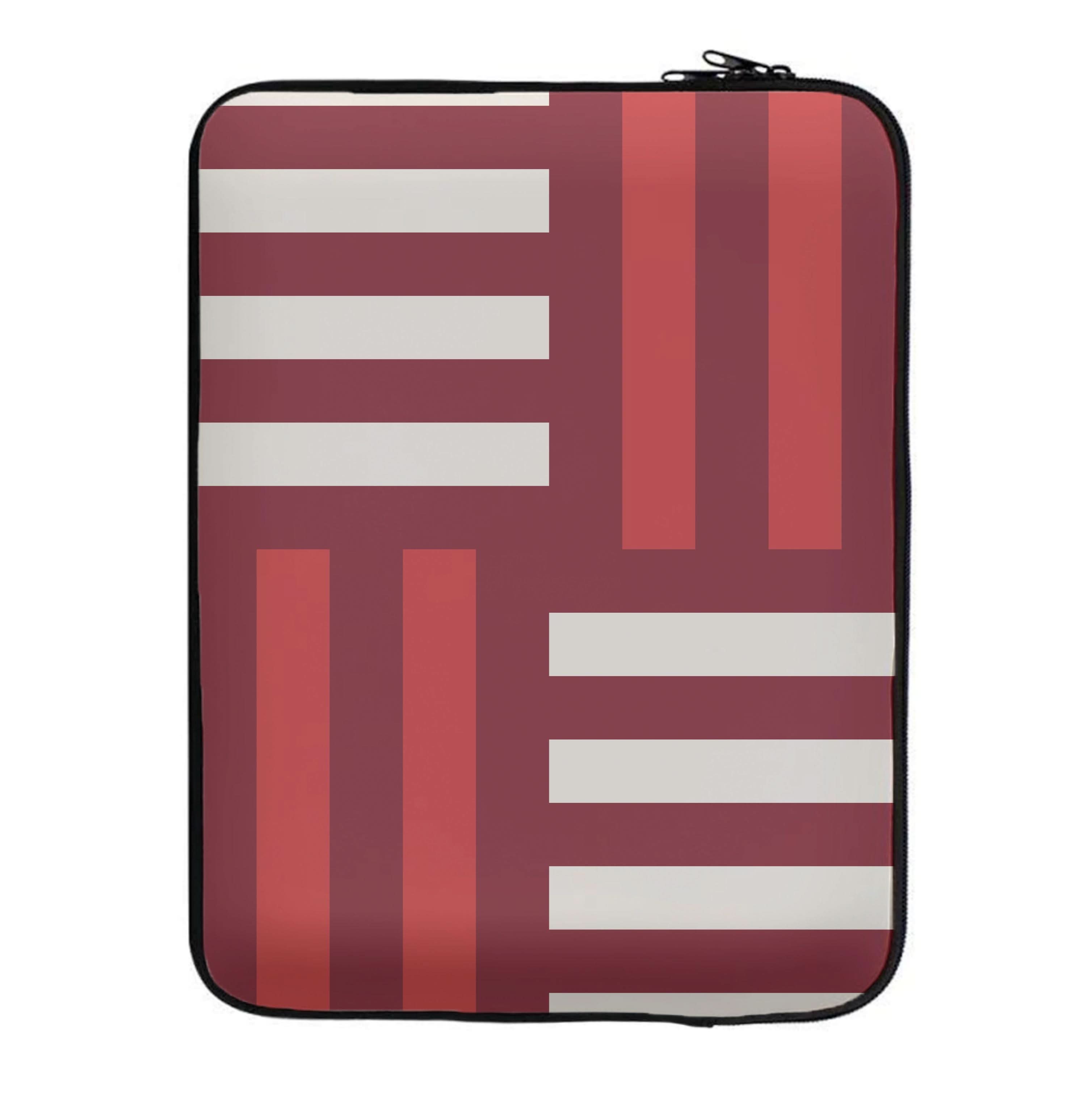 Red And White Geometric Stripes Laptop Sleeve
