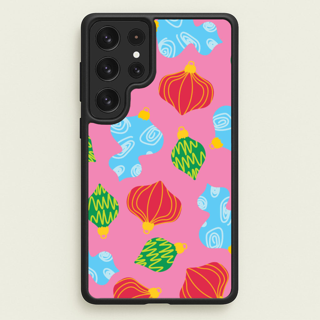 Abstract Christmas Baubles Pattern Galaxy S22 Ultra Case