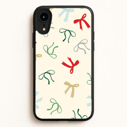 Coquette Christmas Bows Pattern iPhone XR Case