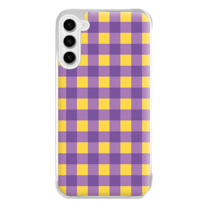Purple And Yellow Checkered Pattern Galaxy S23 Plus Case