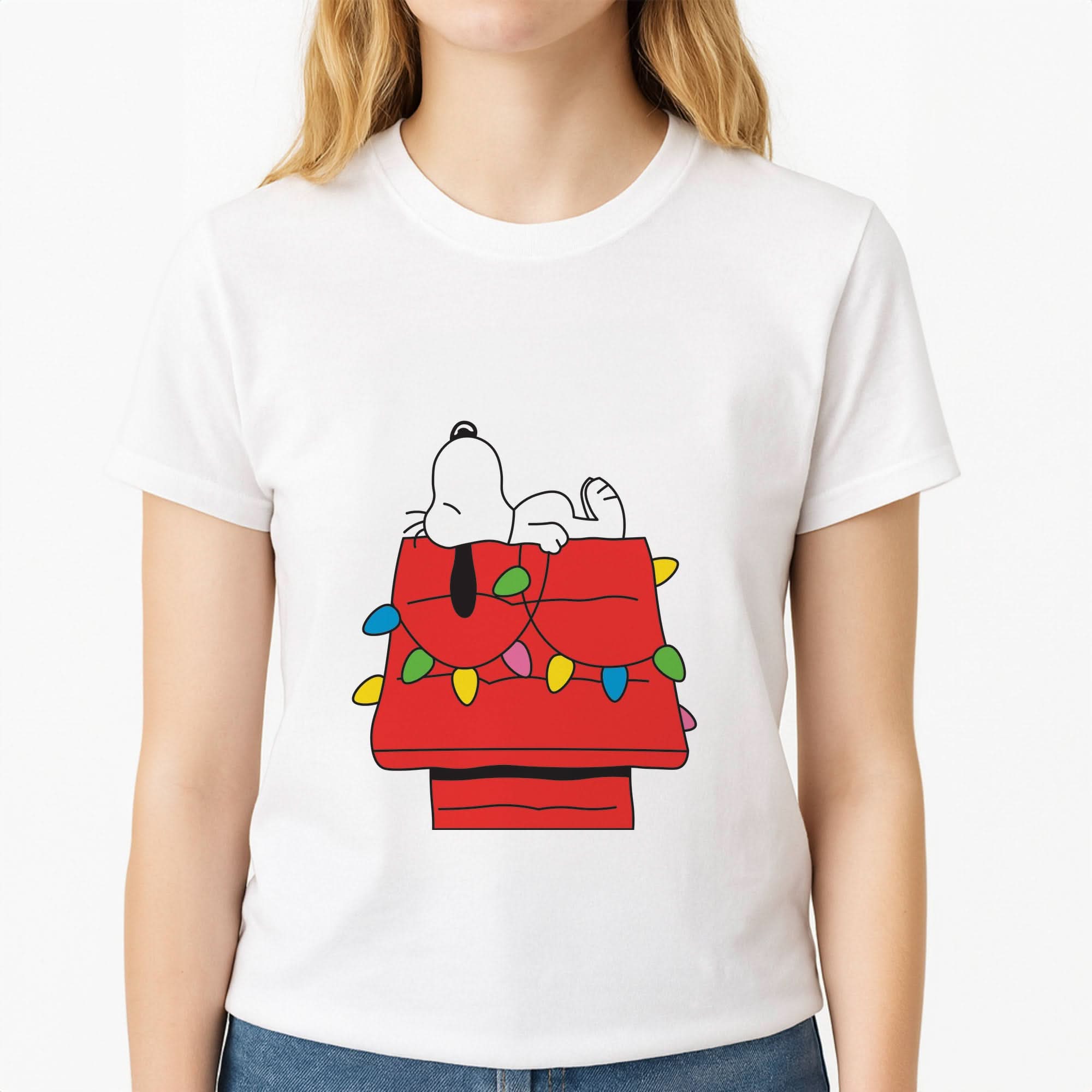 Cartoon Beagle Fairylights Womens T-Shirt