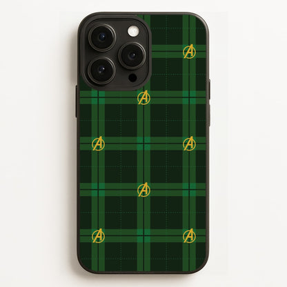 Superhero Team Green Tartan Pattern iPhone 12 Pro Max Case