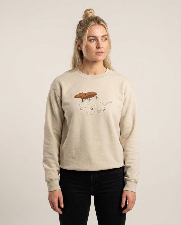 Moom Umbrellas Sweatshirt — Sand Front, worn
