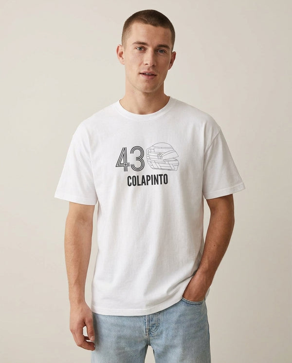 Colapinto Helmet 2026 T-Shirt — White Front, worn
