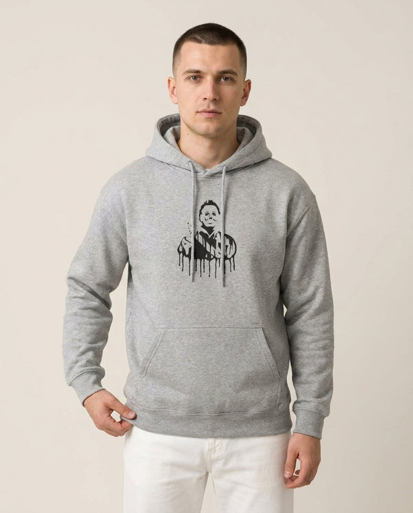Black & White - Myers Hoodie — Grey Front, worn