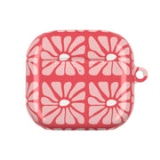 Square Abstract Flowers Pink AirPods Case 4
